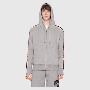 Gucci Hooded zip-up sweatshirt w Gucci stipe